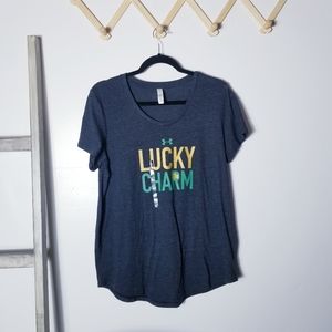 NWT UNDER ARMOUR LUCKY CHARM GRAY HEATGEAR LOOSE SHIRT SIZE XL